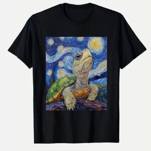 Van Gogh Starry Night Tortoise Turtle Graphic T-Shirt